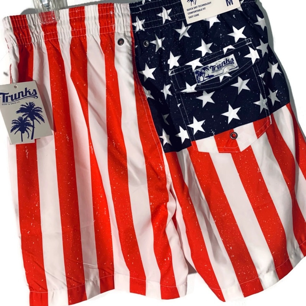 USA Flag Swim Trunks Men’s Medium Patriotic 4th Of July Beach Shorts NWT - Picture 8 of 14